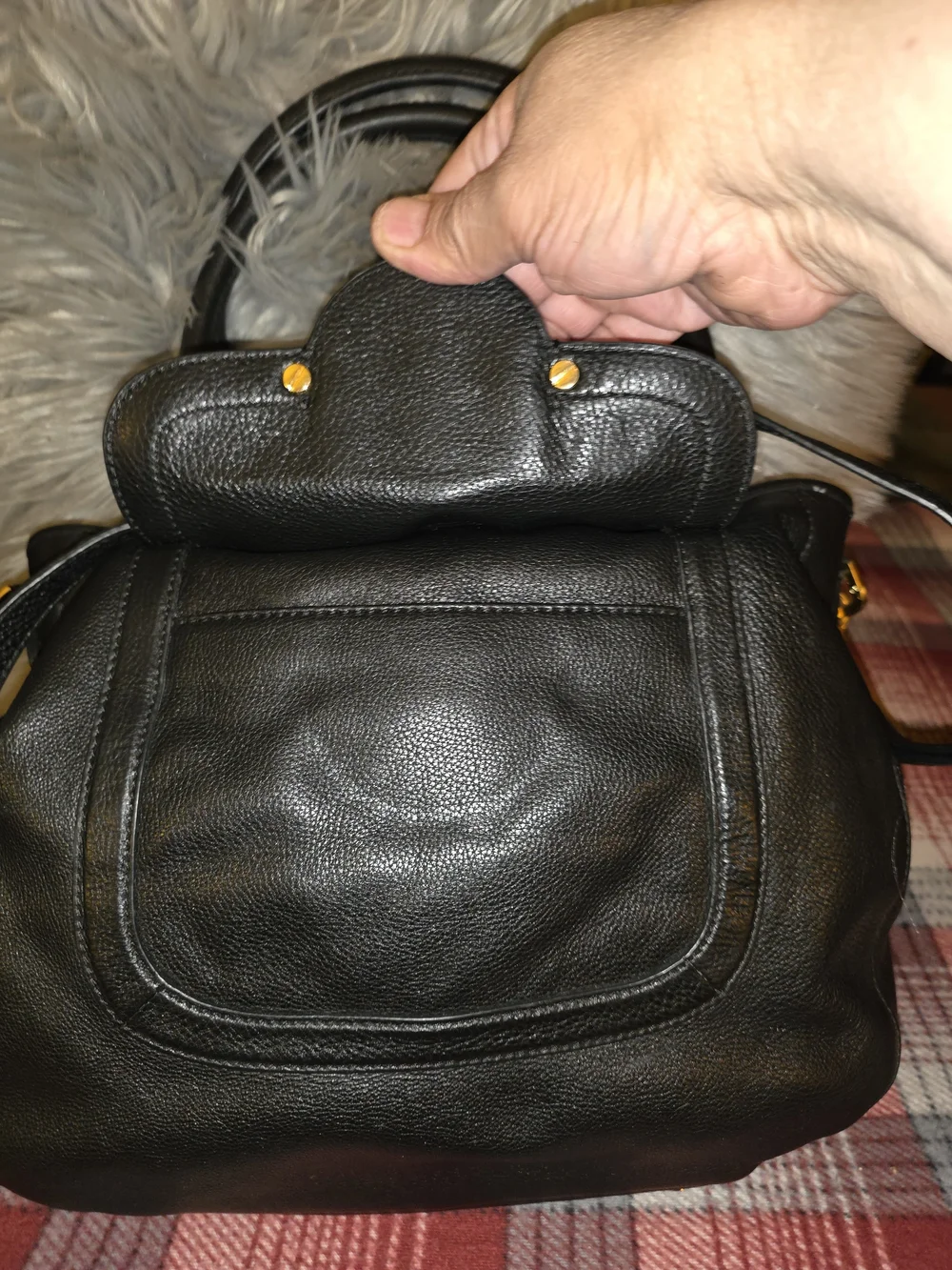 Tory Burch Black Leather Tote with Gold Logo Medallion